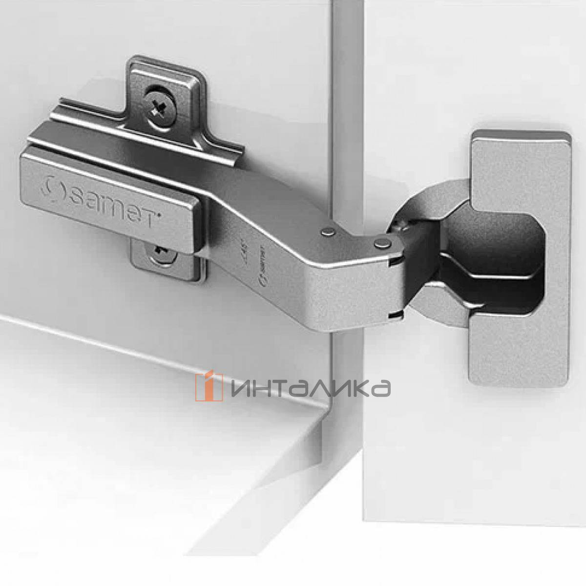 Петля SAMET Star 45°, для дверей 16-26, накладная, TH48 Ø35, под саморез, Slide-On, никель