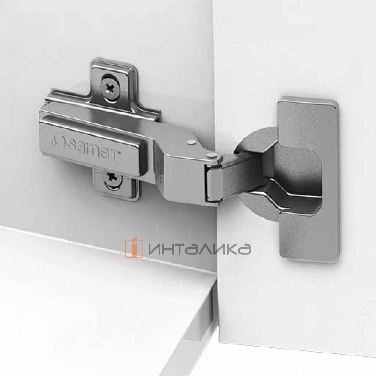 Петля SAMET Star 15°, для дверей 16-26, накладная, TH48 Ø35, под саморез, Slide-On, никель