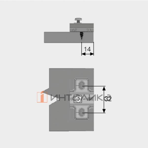 Крестовая МП SAMET Star 90°, для петли с коротким плечом, L37, D7, под саморез, никель – 2