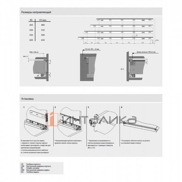 Комплект стабилизатора SAMET Smart Slide, штанга L1200 + направляющие + крепления, NL600 – 3