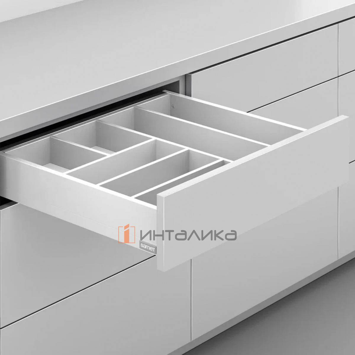 Комплект ящика SAMET Flowbox, H106, полное выдвижение, Push-Open, NL300, G40, белый