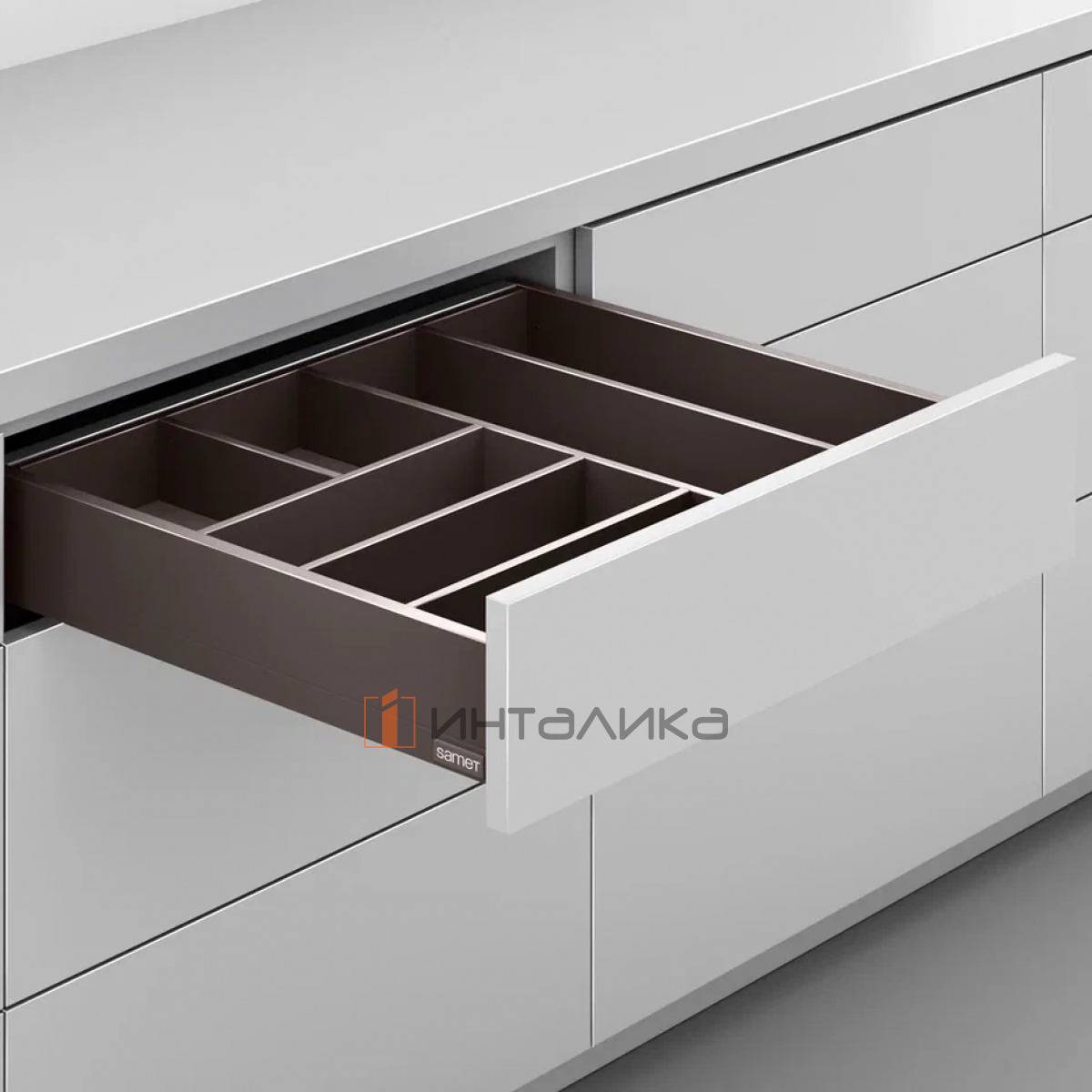 Комплект ящика SAMET Flowbox, H106, полное выдвижение, Push-Open, NL400, G40, мокка