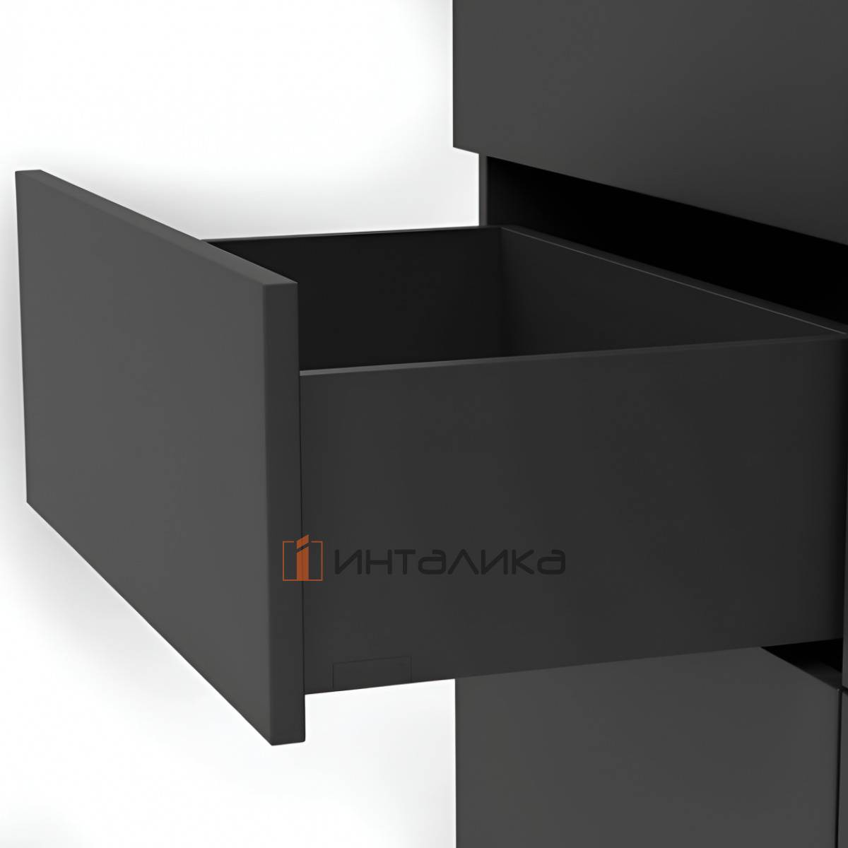 Комплект ящика SAMET Flowbox, H192, полное выдвижение, Push-Open+Coft-Close, NL350, G40, черный