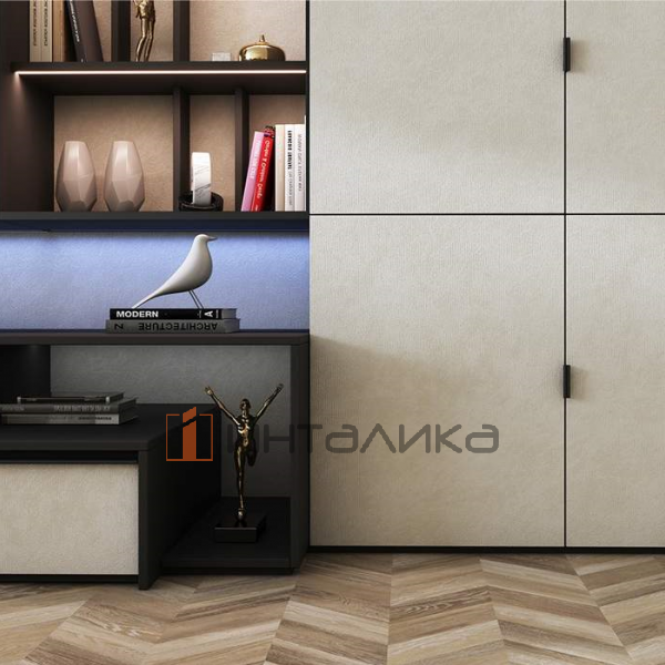 Фасад МДФ AGT 3P двухсторонний, с тиснением, кроко крем 3064, 18мм – 2