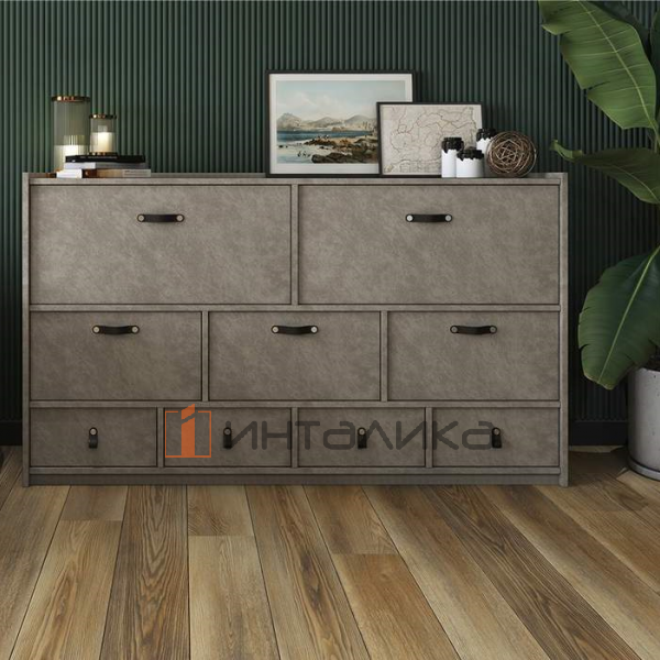 Фасад МДФ AGT 3P двухсторонний, с тиснением, кроко грей 3063, 18мм – 3