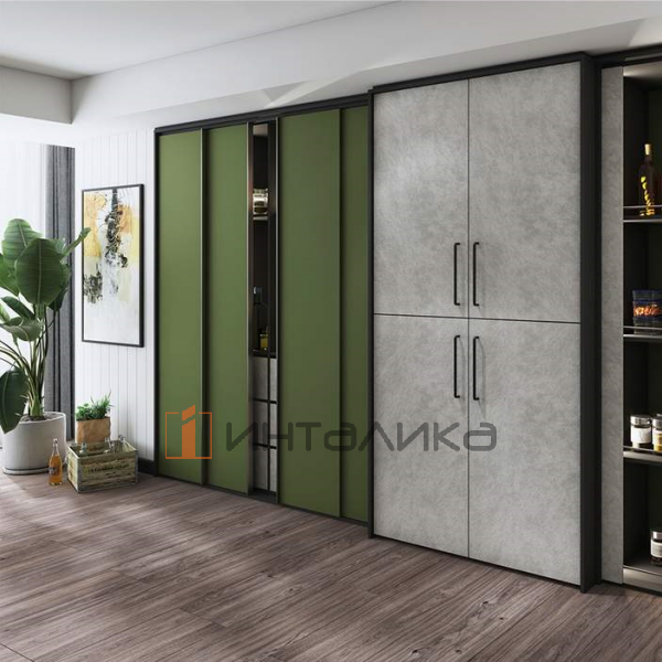 Фасад МДФ AGT 3P двухсторонний, супермат, каретта грин 3051, 18мм – 2