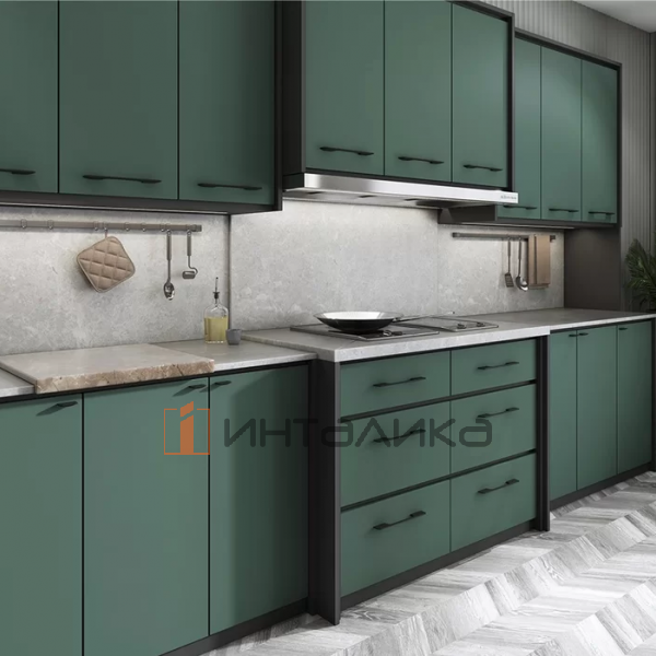 Фасад МДФ AGT 3P двухсторонний, супермат, лиф грин 3050, 18мм – 2