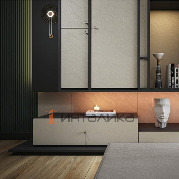 Фасад МДФ AGT 3P двухсторонний, супермат, элит грей 3048, 18мм – 3