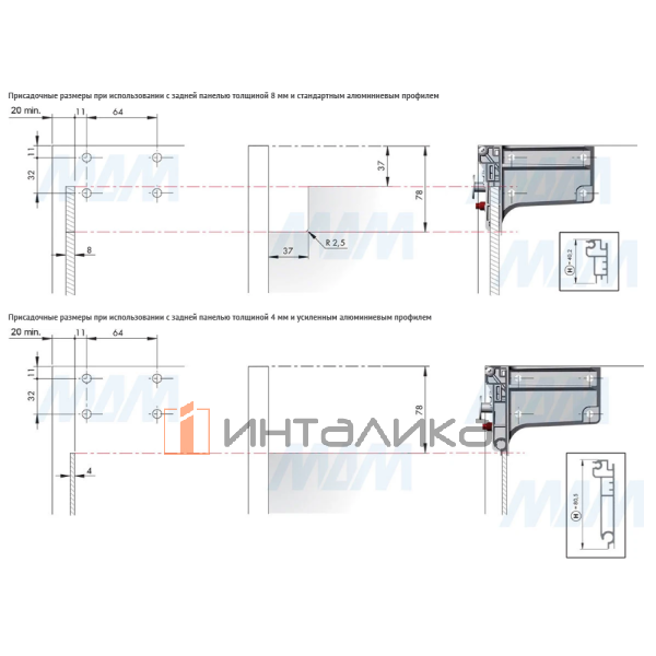 LIBRA H7 Мебельный навес для коробов нижнего яруса с креплением на винты, левый – 7