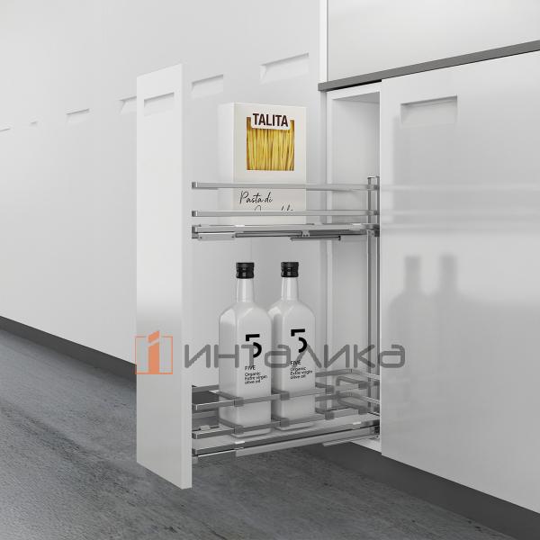 Бутылочница HETTICH LARIO 400, 2-уровневая, дно HDF, KB 150, G10, хром / белый – 3