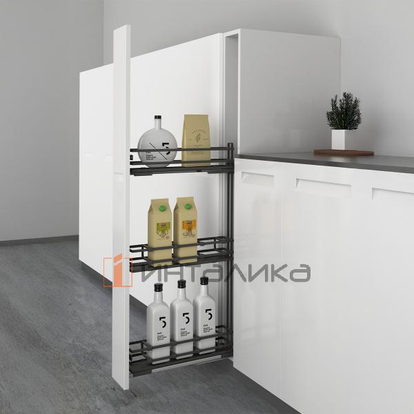 Бутылочница HETTICH LARIO 400, 3-уровневая, дно HDF, KB 150, G15, антрацит – 3