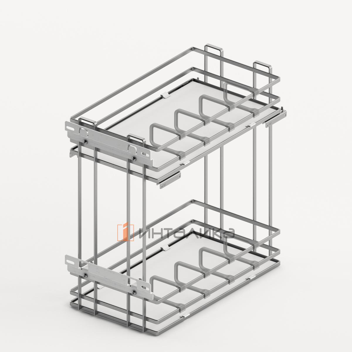 Выдвижная корзина HETTICH LARIO 400, 2-уровневая, дно HDF, KB 300, G10, хром / белый