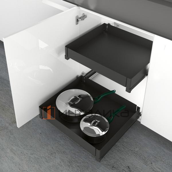 Выдвижная корзина HETTIC NARO 200, 1-уровнень, с противоскользящим покрытием, KB 900, H120, G15, антрацит – 3