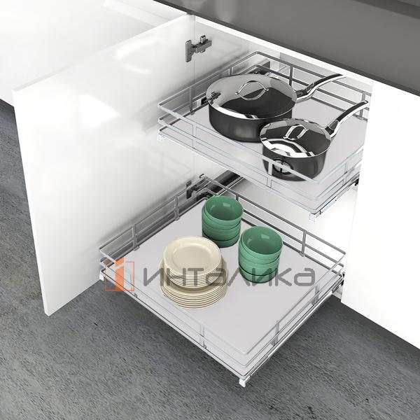 Выдвижная корзина HETTICH NARO 400, 1-уровневая, дно HDF, KB 450, H120, G15, хром / белый – 3