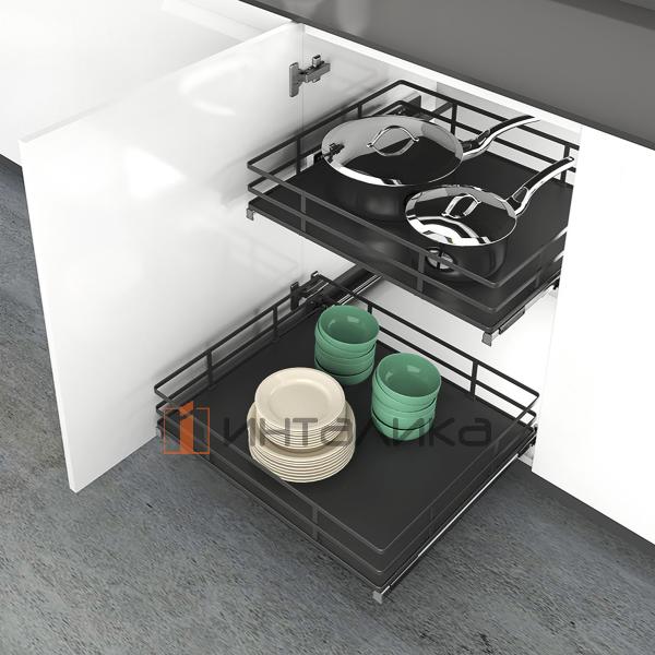 Выдвижная корзина HETTICH NARO 400, 1-уровневая, дно HDF, KB 450, H120, G15, антрацит – 3