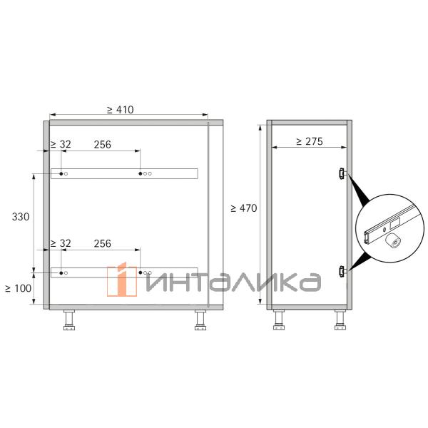 Выдвижная корзина под мойку HETTICH OIRA 100, KB 300, G10, антрацит – 2