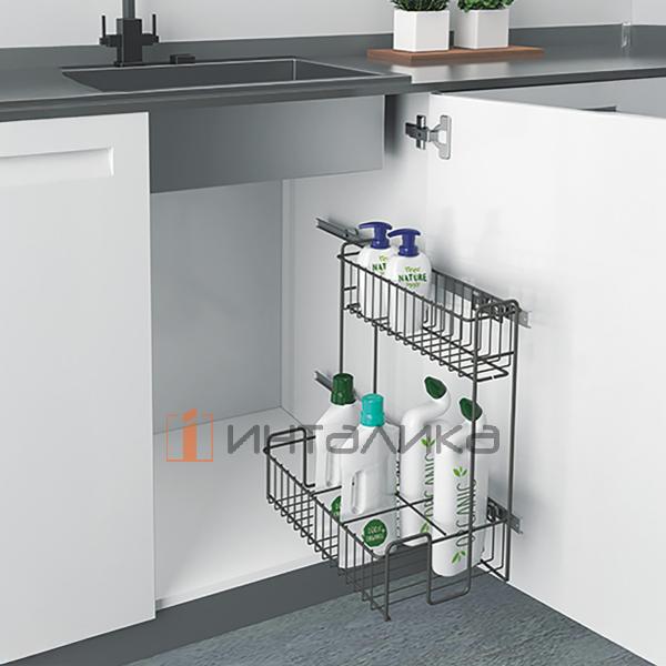 Выдвижная корзина под мойку HETTICH OIRA 100, KB 300, G10, антрацит – 3