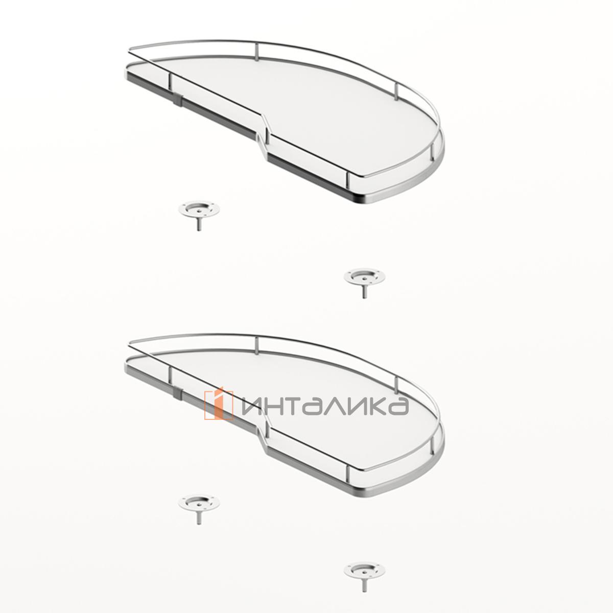 Комплект полок HETTICH SALSO 300, дно HDF, ширина двери 400, хром / белый, правый