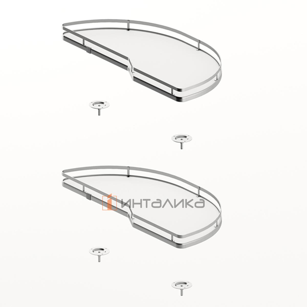 Комплект полок HETTICH SALSO 400, дно HDF, ширина двери 400, хром / белый, правый