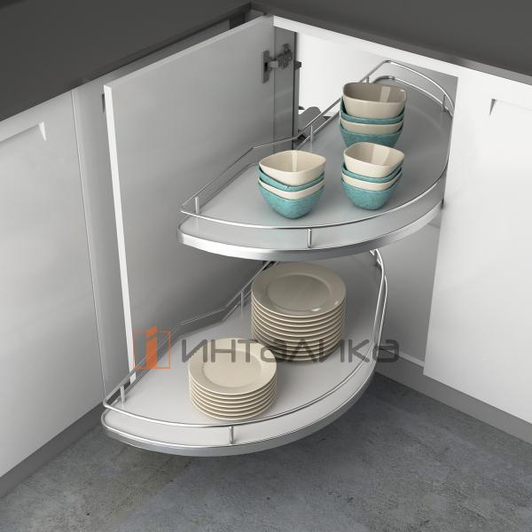 Комплект полок HETTICH SALSO 300, дно HDF, ширина двери 500, хром / белый, правый – 4