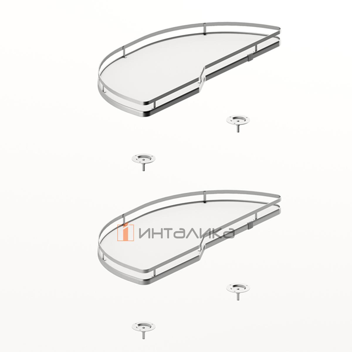 Комплект полок HETTICH SALSO 400, дно HDF, ширина двери 600, хром / белый, левый