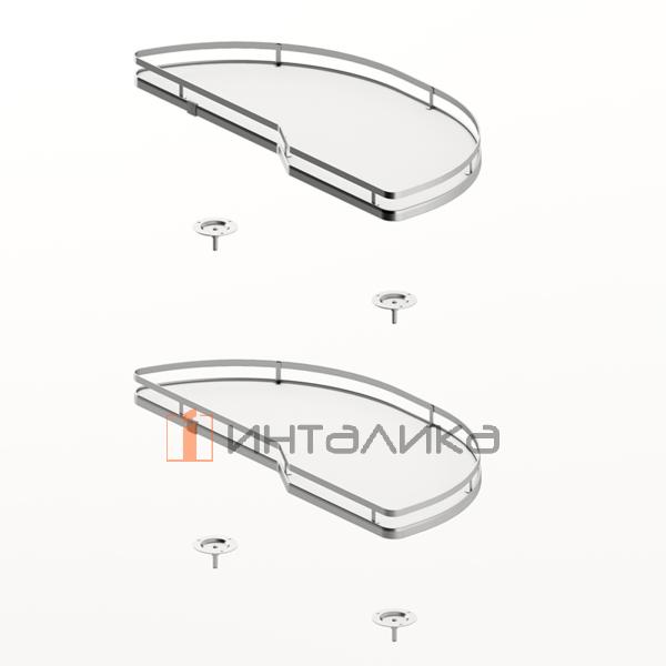 Комплект полок HETTICH SALSO 400, дно HDF, ширина двери 600, хром / белый, правый – 1