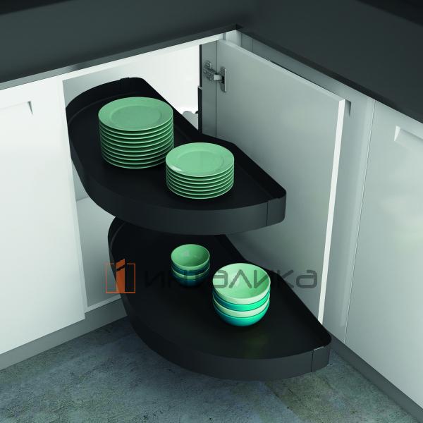 Комплект полок HETTICH SALSO 200, ширина двери 450, Anti Slip, антрацит, левый – 5