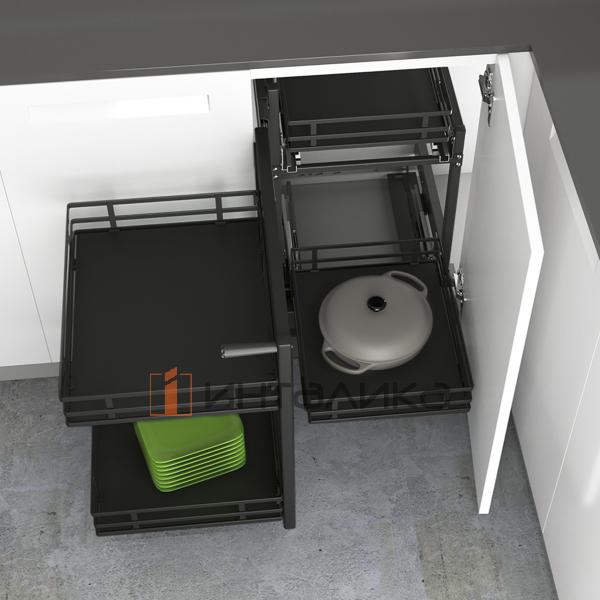 Комплект полок HETTICH ORTA 400 (2+2), дно HDF, ширина двери 400, антрацит – 5