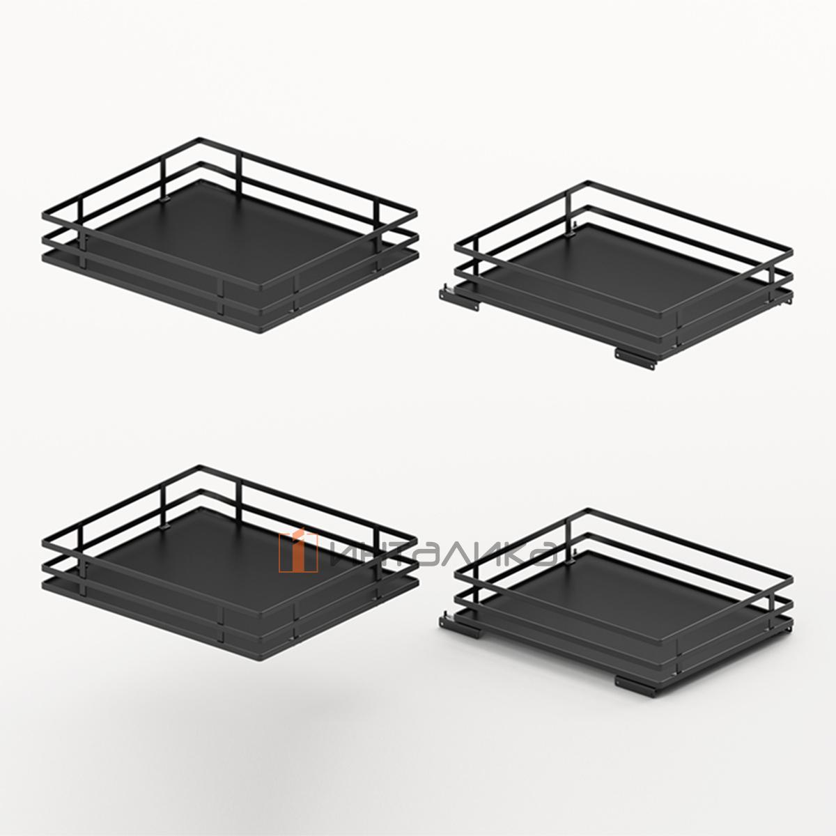 Комплект полок HETTICH ORTA 400 (2+2), дно HDF, ширина двери 600, антрацит