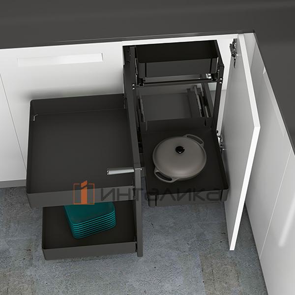 Комплект полок HETTICH ORTA 200 (2+2), с противоскользящим покрытием, ширина двери 450, антрацит – 5