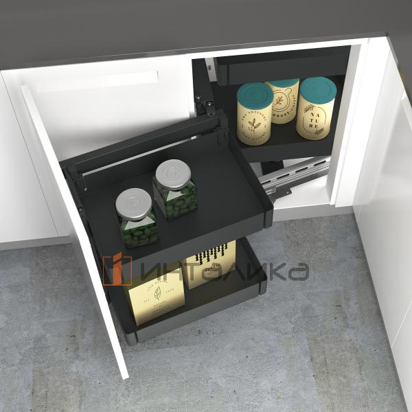 Рама для выдвижной системы HETTICH GORO, ширина двери 450, антрацит, левая – 6