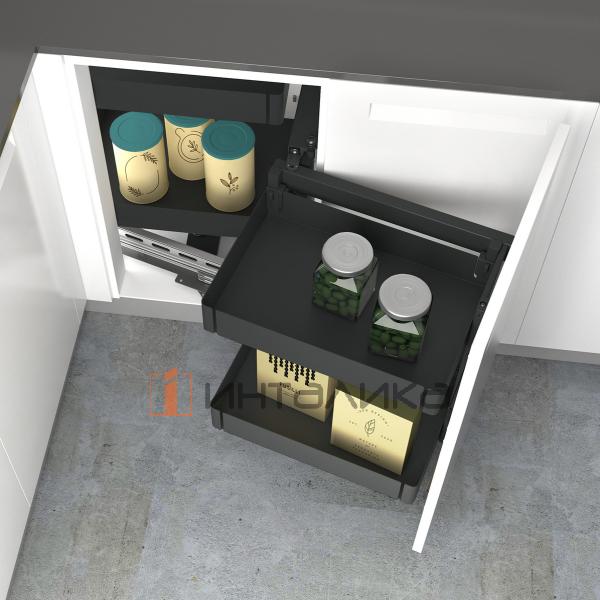 Комплект полок HETTICH GORO 200 (2+2), с противоскользящим покрытием, ширина двери 450, антрацит – 7