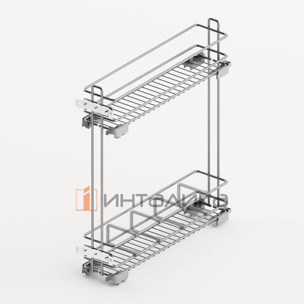 Набор двухъярусной бутылочницы HETTICH LARIO 100, KB200, NL470, Quadro V6 SS, левая, хром – 2