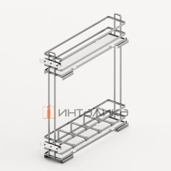 Набор двухъярусной бутылочницы HETTICH LARIO 400, KB150, NL470, Quadro V6 SS, HDF, правая, хром / белый – 2