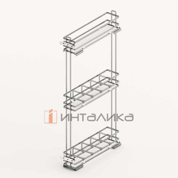 Набор трехъярусной бутылочницы HETTICH LARIO 400, KB150, NL470, Quadro V6 SS, HDF, левая, хром / белый – 2