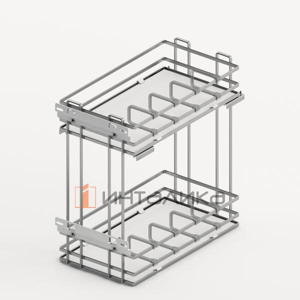 Набор двухъярусной выдвижной корзины HETTICH LARIO 400, KB300, NL470, Quadro V6 SS, HDF, хром / белый – 2
