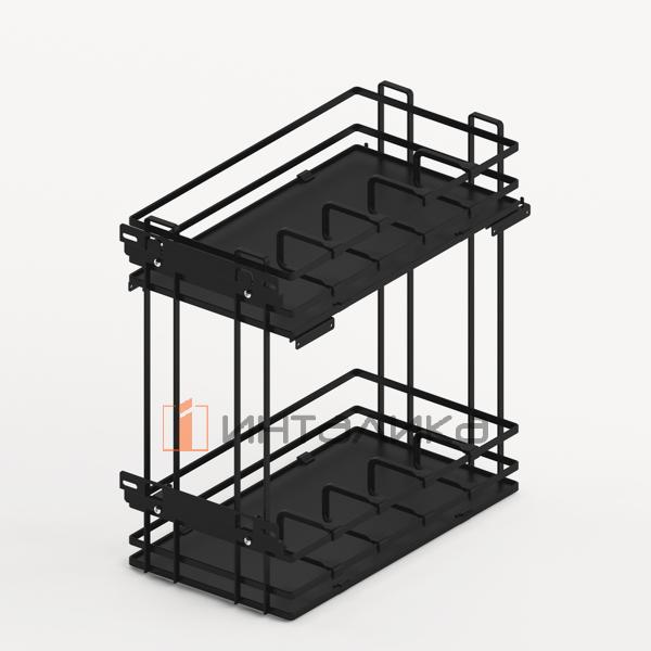 Набор двухъярусной выдвижной корзины HETTICH LARIO 400, KB300, NL470, Quadro V6 SS, HDF, антрацит – 2
