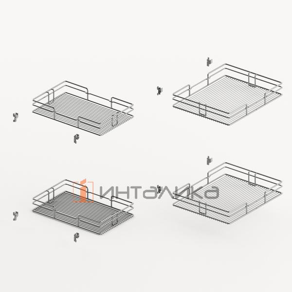 Набор волшебного уголка HETTICH GORO 100 в выдвижной шкаф, ширина двери 450 мм, хром, правый – 3