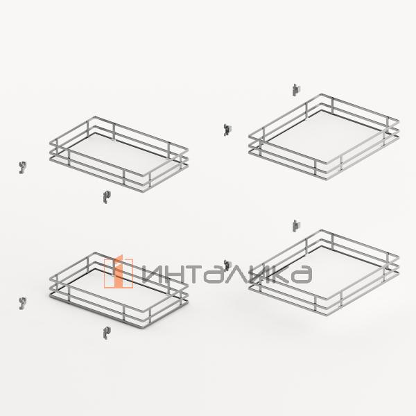 Набор волшебного уголка HETTICH GORO 400 в выдвижной шкаф, ширина двери 450, дно HDF, хром / белый, левый – 3