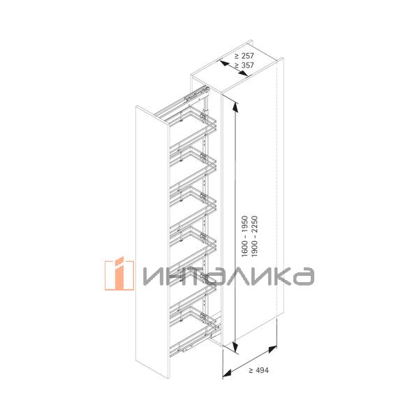 Рама с фасадным креплением HETTICH Olona, H1900-2250, ширина шкафа 300, антрацит – 2