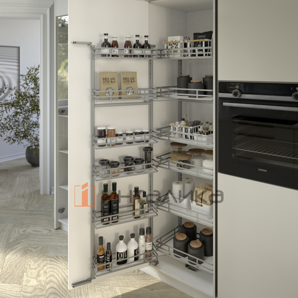 Комплект рамы распашного шкафа-колонны HETTICH ISEO, H 1695, ширина шкафа 600, серебристый – 3