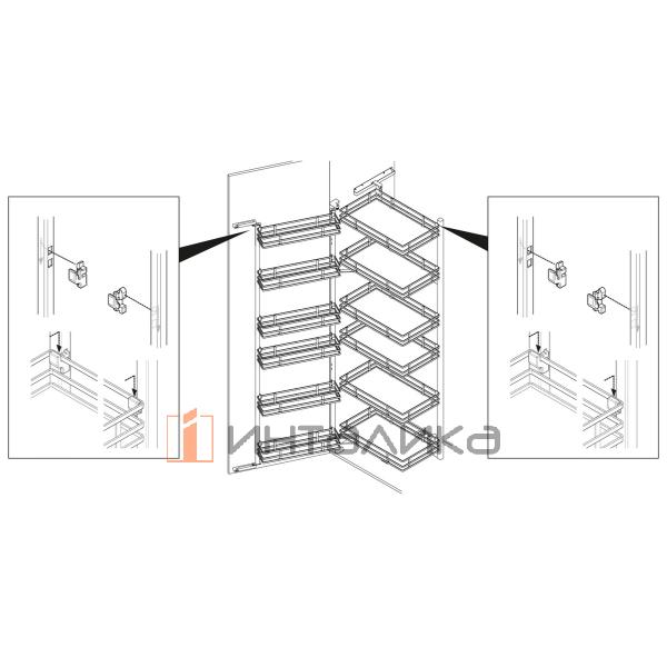Комплект навесных полок HETTICH ISEO 400, дно HDF, ширина шкафа 600, антрацит – 2