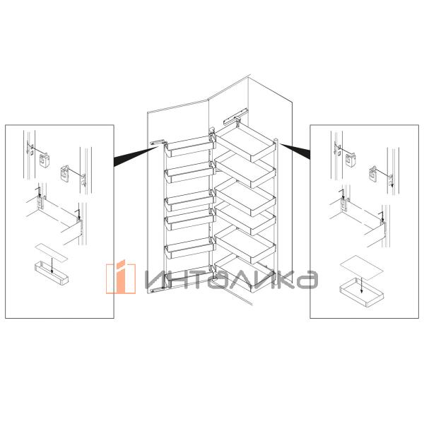 Комплект навесных полок HETTICH ISEO 200, ширина шкафа 450, Anti Slip, антрацит – 2