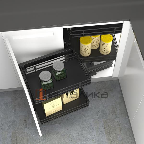 Комплект полок HETTICH GORO 400 (2+2), дно HDF, ширина двери 600, антрацит – 6