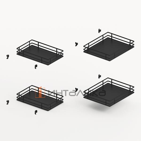 Комплект полок HETTICH GORO 400 (2+2), дно HDF, ширина двери 500, антрацит – 1
