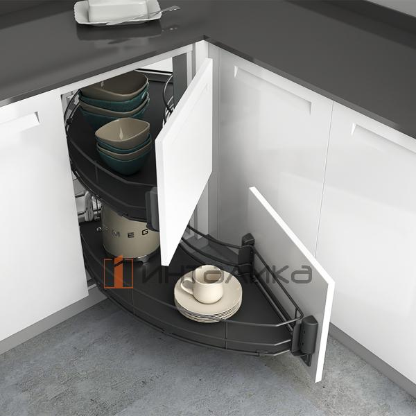 Комплект системы для угловых шкафов HETTICH SENIO 300, ширина двери 500, антрацит, левый – 4