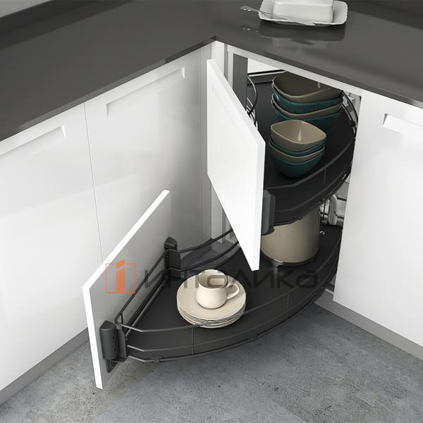 Комплект системы для угловых шкафов HETTICH SENIO 300, ширина двери 500, антрацит, правый – 4