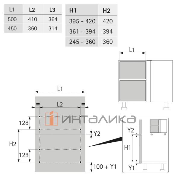 Комплект системы для угловых шкафов HETTICH SENIO 300, ширина двери 500, антрацит, правый – 3