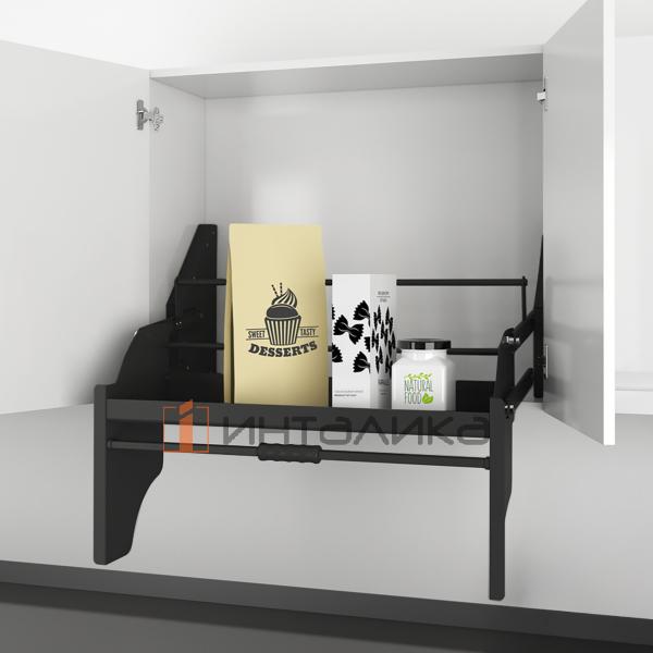 Комплект системы для опускания полки HETTICH ATRI, 1-уровневый, ширина корпуса 600, антрацит – 3