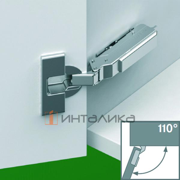 Петля GRASS Tiomos 110°, для дверей 16-24 мм, полунакладная, с доводчиком, Ø35, под саморезы, никель – 1